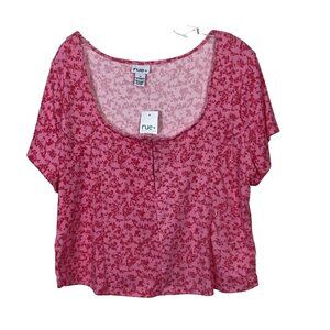 Ribbed Pink Crop Top  Y2K Inspired Rue 21 Rue+ Size 3X